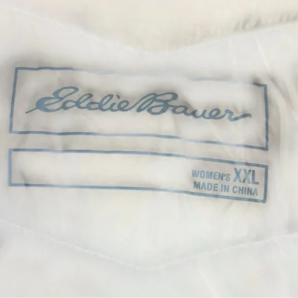 Eddie Bauer Hooded Chevron Down Parka Jacket XXL Tan Warm Winter Coat - Picture 8 of 8